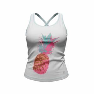 Zelos Girls Tank Top White Pineapple Graphic Racerback Size S